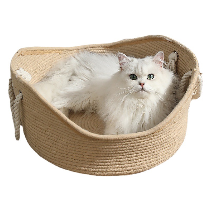 El nuevo nido de cuna de cuerda universal de cuatro estaciones, gran espacio, nido de perros, nido de raspado de gato tejido de verano hecho a mano, nido transfronterizo