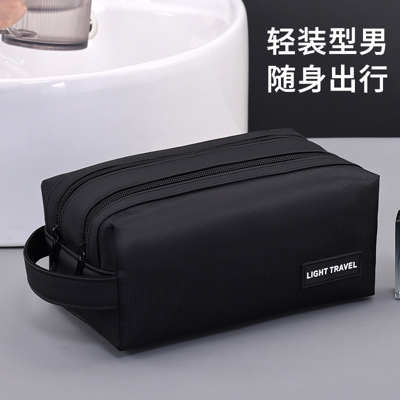 Bolsa de lavado simple con doble cremallera separada en seco y húmedo, bolsa de almacenamiento de lavado portátil para hombres de viaje de negocios de gran capacidad