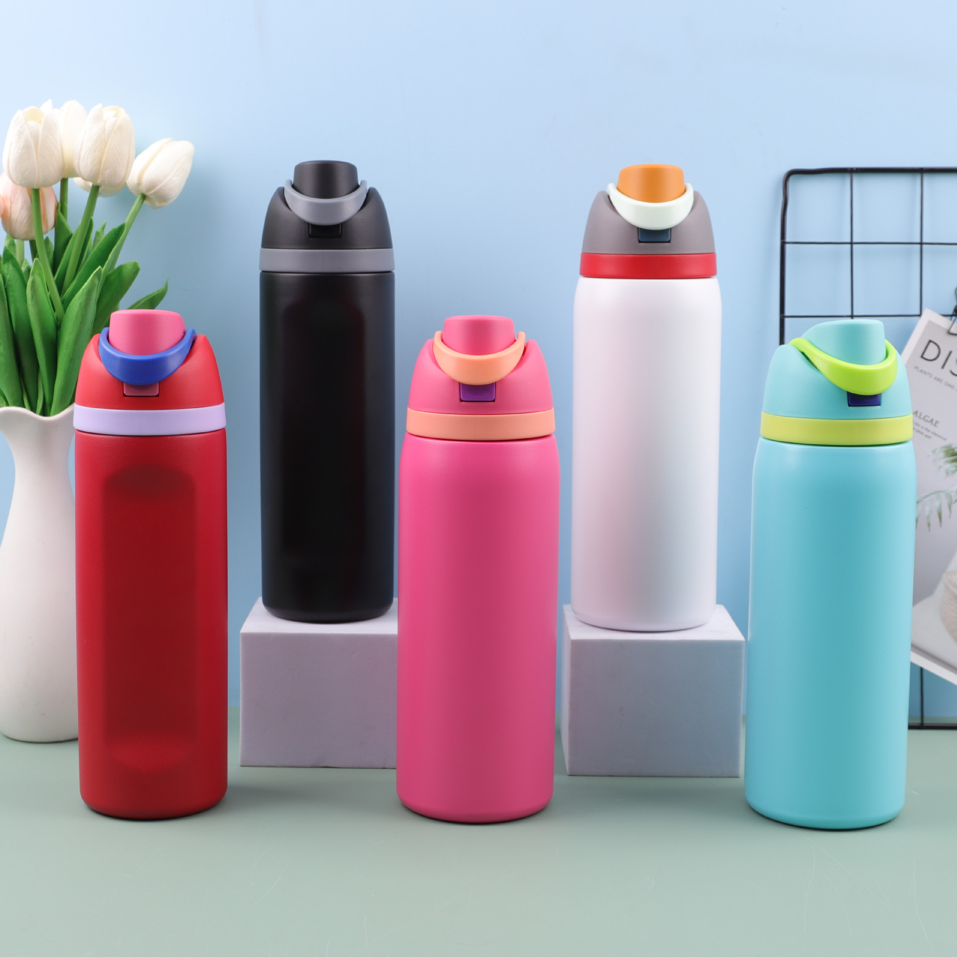 Cross-border 304 taza de acero inoxidable con taza de fruta portátil rebote de gran capacidad portátil doble bebida kettle deportivo