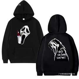 【跨境欧码】新哥特双面印花街头服饰男女鬼脸图形卫衣不分性别卫