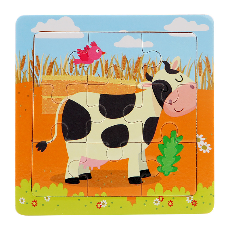 Puzzle infantil de madera mini 9 piezas puzzle puzzle puzzle animal de color pensamiento puzzle juguetes puzzle puzzle