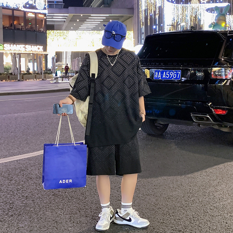 Traje deportivo casual hombre de verano camiseta de mangas cortas un juego de pantalones cortos ropa de moda 28010