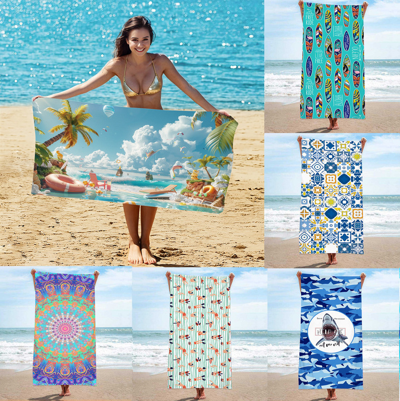Foreign Trade Microfiber Thickened Beach Towel Digital Printing Bath Towel Quick-drying Camping Shawl Sports Absorbent Towel Foreign Trade Microfiber Thickened Beach Towel Digital Printing Bath Towel Quick-drying Camping Shawl Sports Absorbent Towel