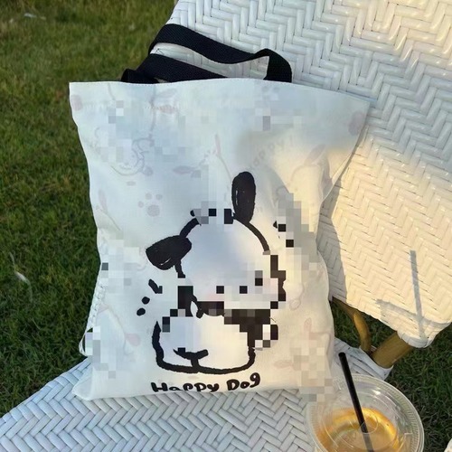 Canvas bag for women, single-shoulder crossbody, large-capacity eco-friendly shopping bag, handbag, cotton bag, cartoon