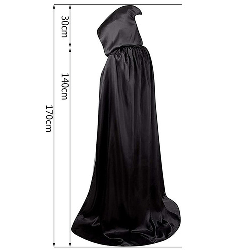 Halloween costumes black death cape props hat Halloween witch elf adult cape 1.7 meters