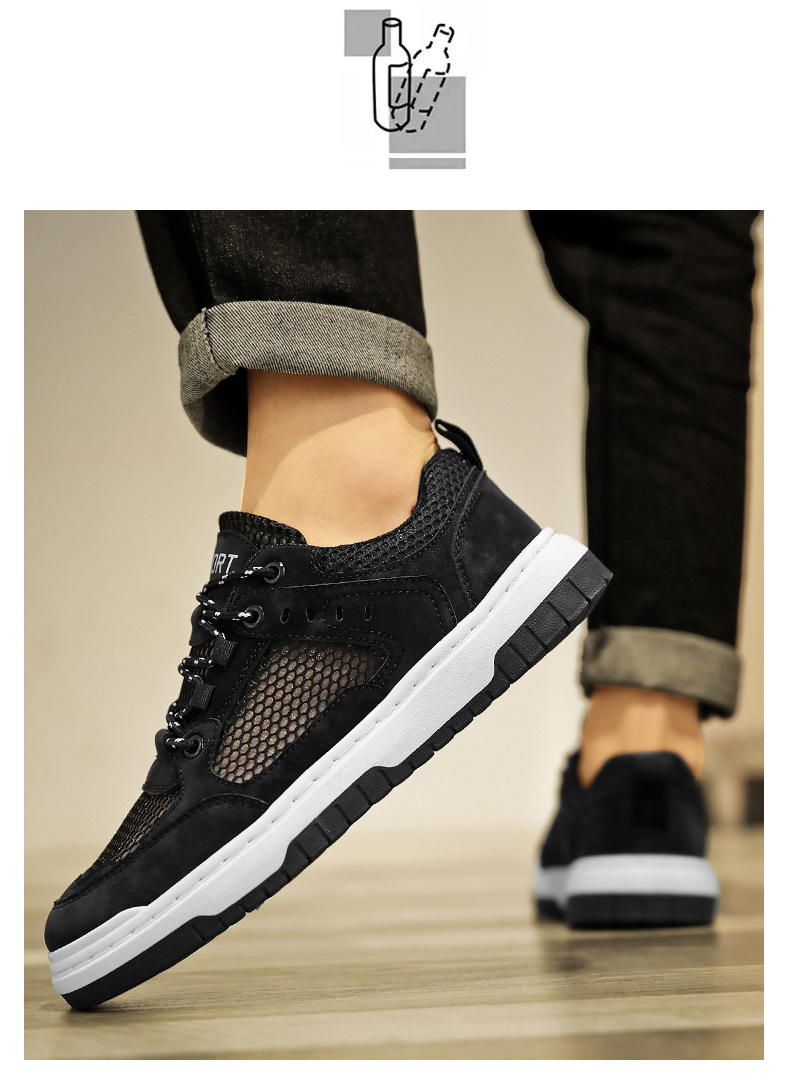 Herr Skateskor Sommar Andningsbara Deodorant Mesh Tunn Sektion Ihålig Casual Sport Herrskor Ungdom All Match Vita Skor_voghion.com