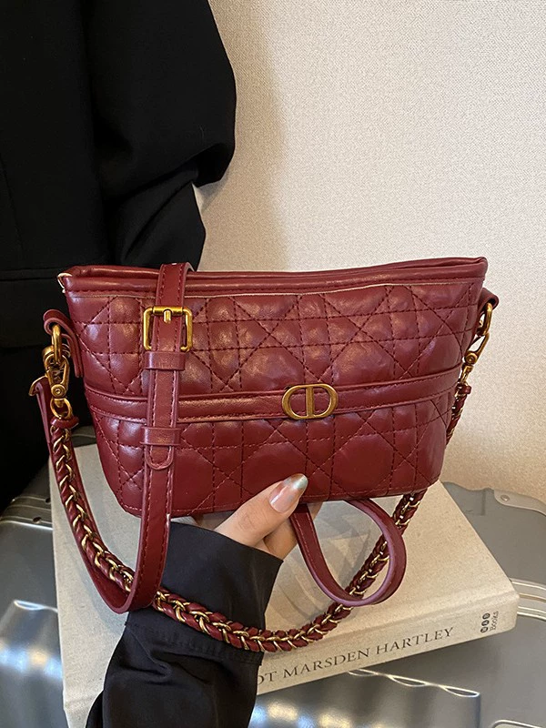 Плечевая сумка (в стиле Chanel) ретро с ромбовидной стёжкой, маленькая, 24×13×8,5 см