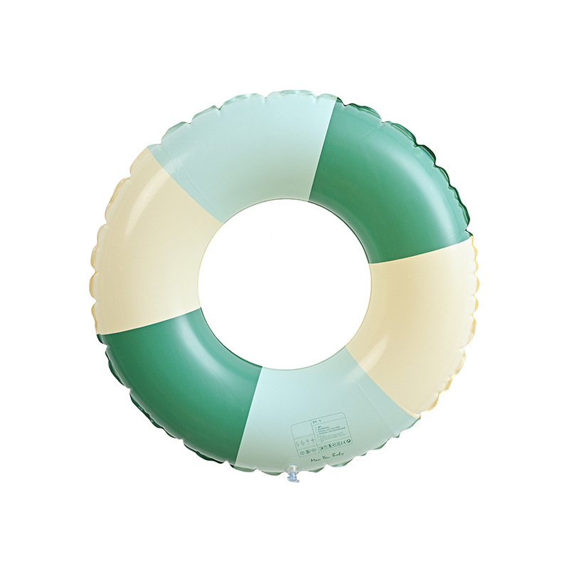 Flotador de Natación para Niños, Diseño Retro Danés a Cuadros, Color Verde Oliva, Inflable, con Soporte para Axilas