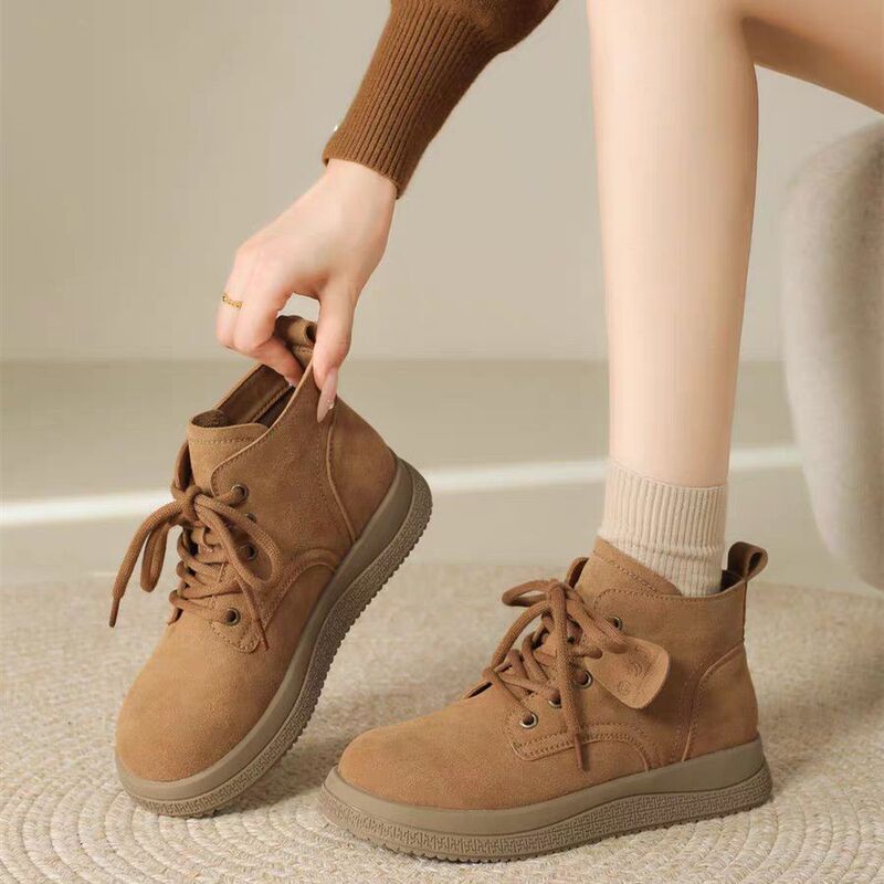 Popular Retro Martin Shoes 2025 New Autum Women's Lace-Up Frosted Thick-Soled Casual Short Boots Trend Popular Retro Martin Shoes 2025 New Autum Women's Lace-Up Frosted Thick-Soled Casual Short Boots Trend