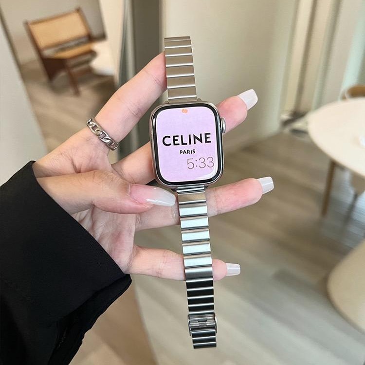 For S9 Apple Watch S7 Strap Stainless Steel applewatch10 Thin Metal Steel Strap iwatchSE
