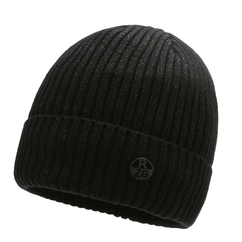 Autumn and Winter Knitted Hat Solid Color Spot Warm Cold-proof Hat for Men and Women Korean Fashion Wool Hat with Velvet Thickening