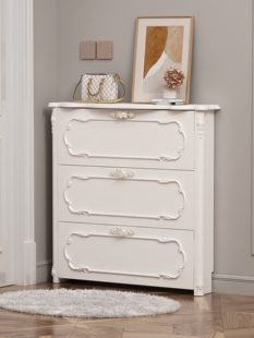 Ultra-Thin Tipping Bucket Shoe Cabinet Pastoral European Style Simple Modern Entrance Hall 17cm White Door Storage Cabinet Shoe Rack