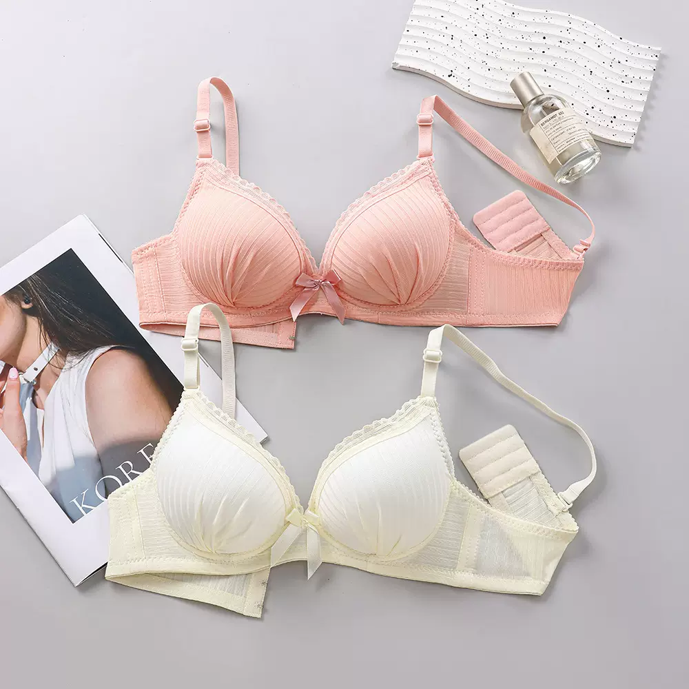 新款外贸小胸聚拢无钢圈学生内衣薄款防下垂跨境调整型文胸罩套装