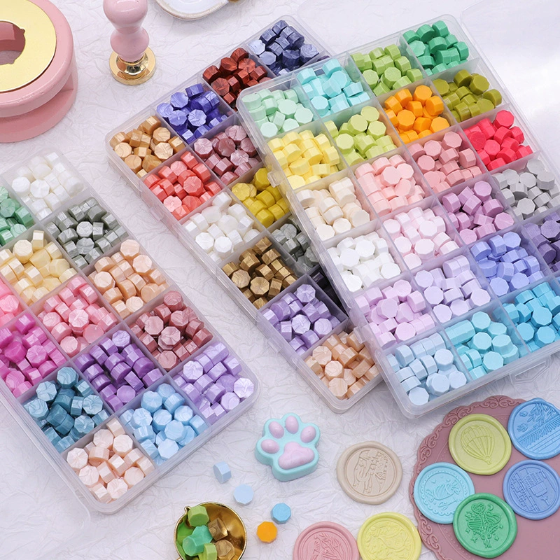 Восьмиугольная огненная краска, частицы воска, 24 сетки, набор перламутровых огненных красок, уплотнительный воск, разные цвета, коробка, огненная краска, сургуч, частицы дешево