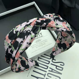 轻奢布艺印花发卡发箍女优雅气质高颅顶头饰宽边压发外戴逛街头箍