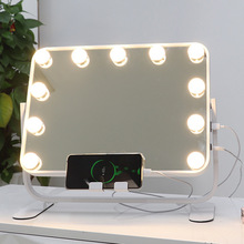 好萊塢燈光化妝鏡 可調光的LED燈泡 觸摸控制卧室鏡 桌面三色光鏡