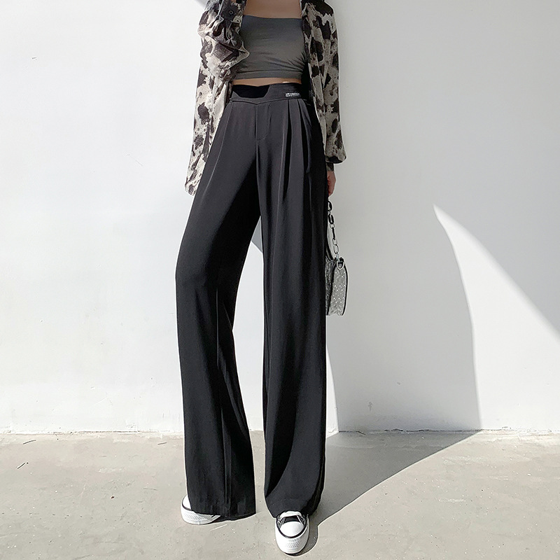 Large black Wide leg pants Paige Straight Easy Show thin Mopping the floor Casual pants 200 Jin