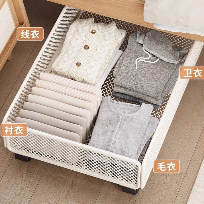 Caja de almacenamiento debajo de la cama, caja de almacenamiento plana con polea, caja de almacenamiento debajo de la cama tipo cajón para el hogar, artefacto de almacenamiento de ropa