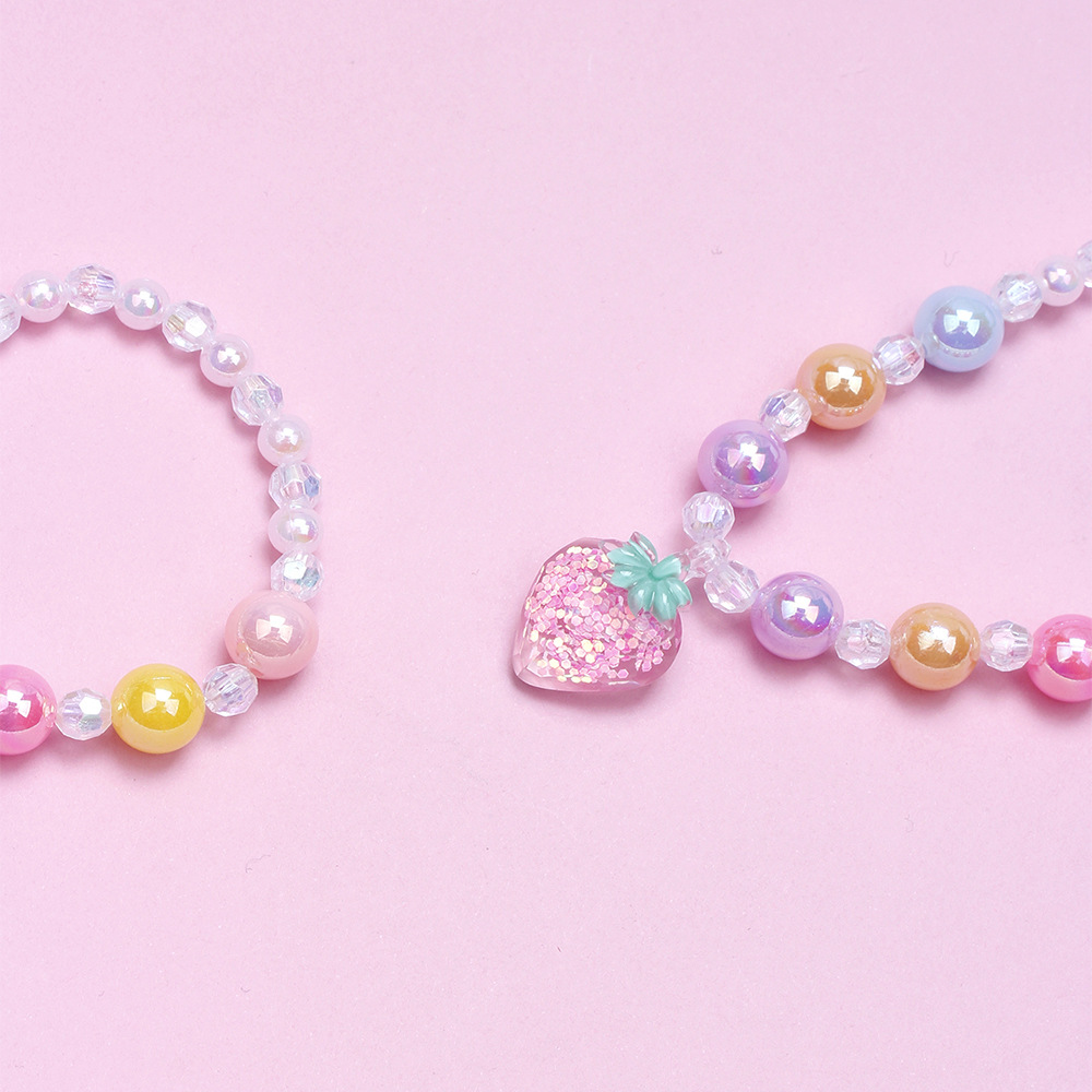 Cute Strawberry Artificial Crystal Resin Beaded Girlu0027S Necklace