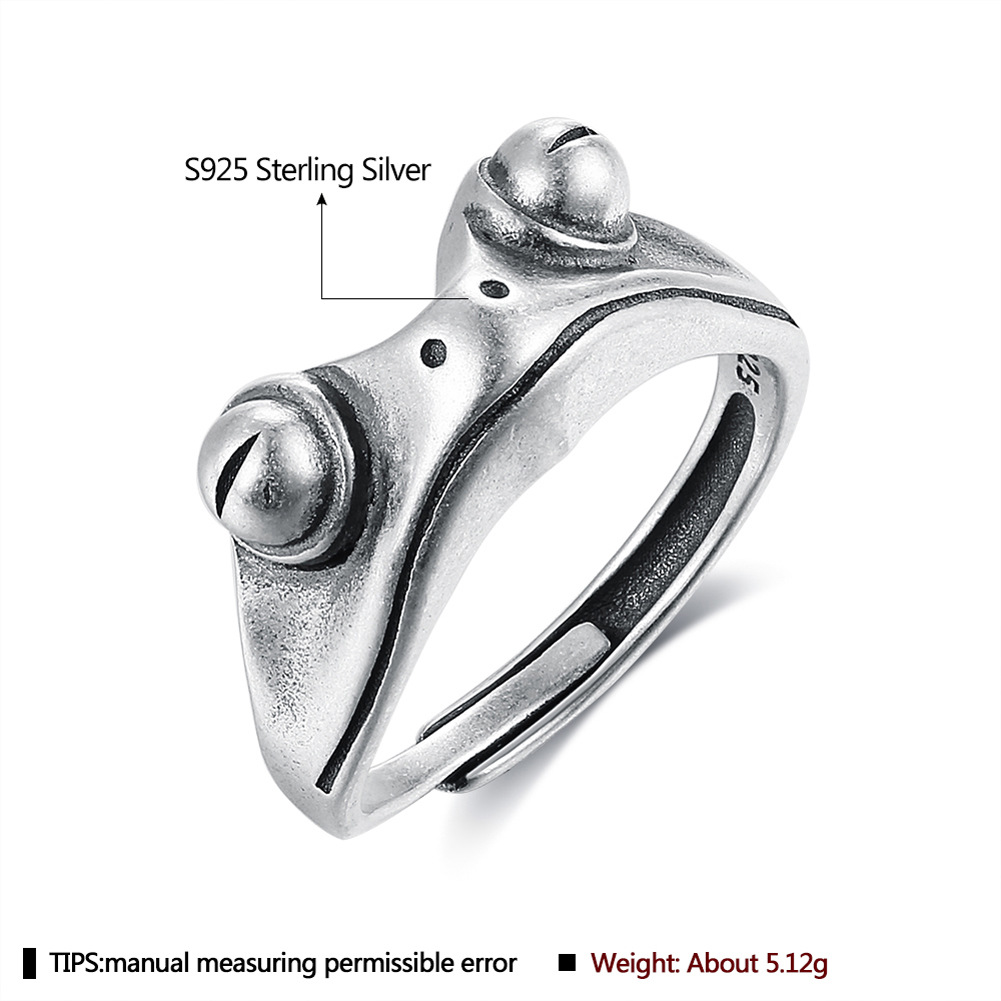 Simple Style Frog Sterling Silver Open Ring 1 Piece