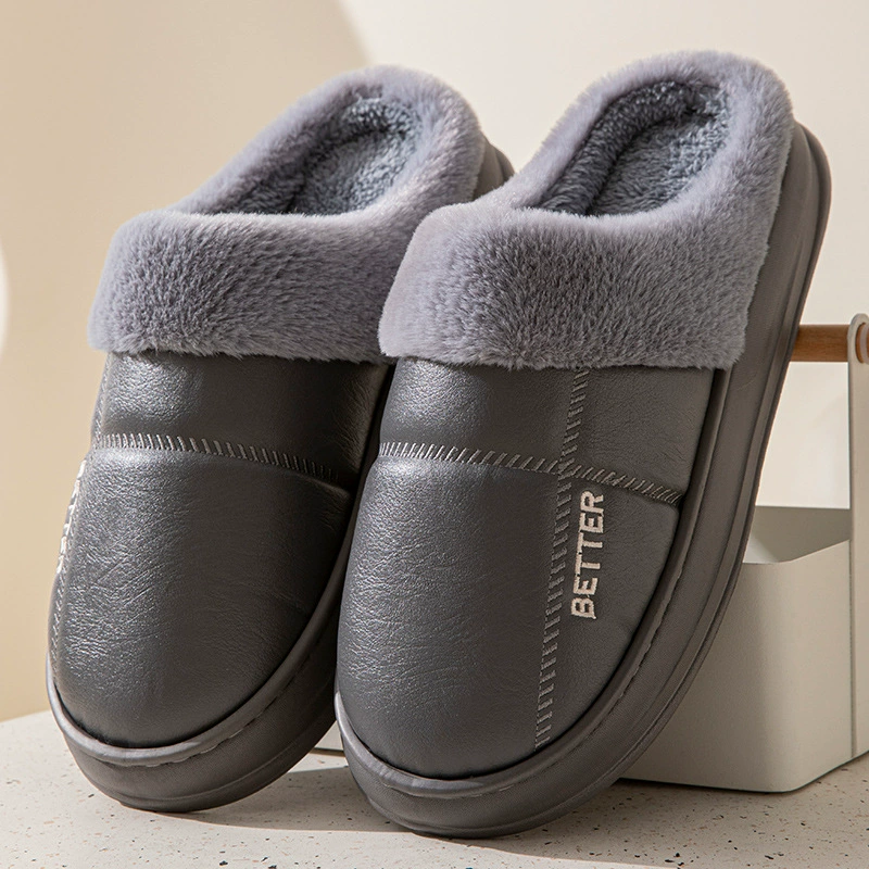 Winter extra large polyurethane non-slip keep warm slippers platform, plus size