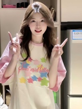 多巴胺穿搭短袖t恤女2025新款爆款夏季初中高中学生宽松半袖上衣