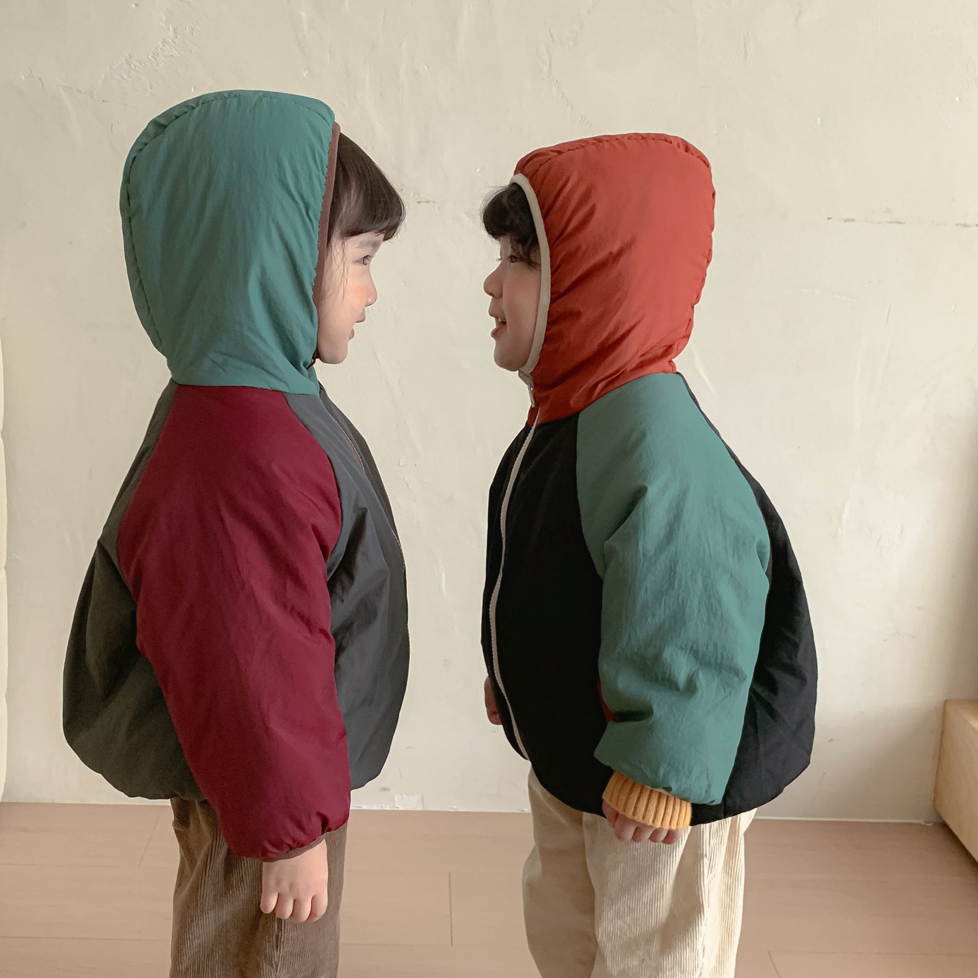 Children's cotton-padded coat reversible thickened quilted boys' clothing winter girls' cotton-padded clothing 2023 new baby cotton-padded jacket