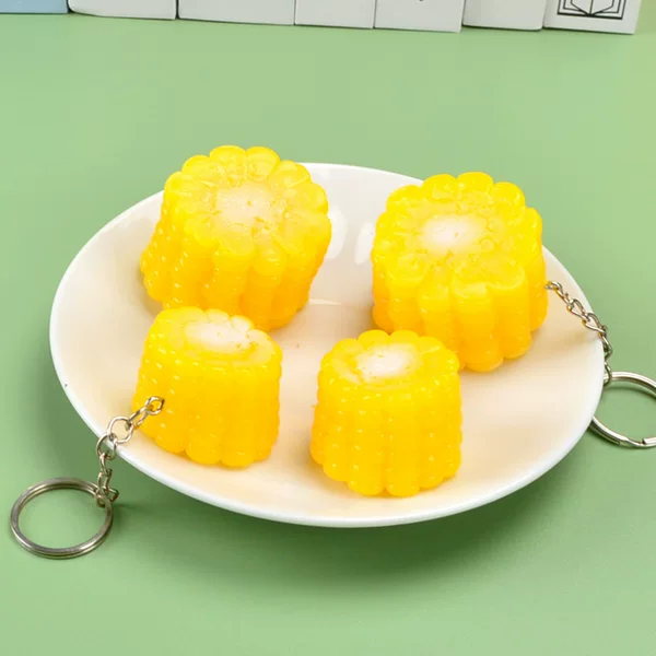 Corn Model Stereo Artificial Segment Pendant Pvc Food Keychain Creative Fun Fruit Pendant Handmade