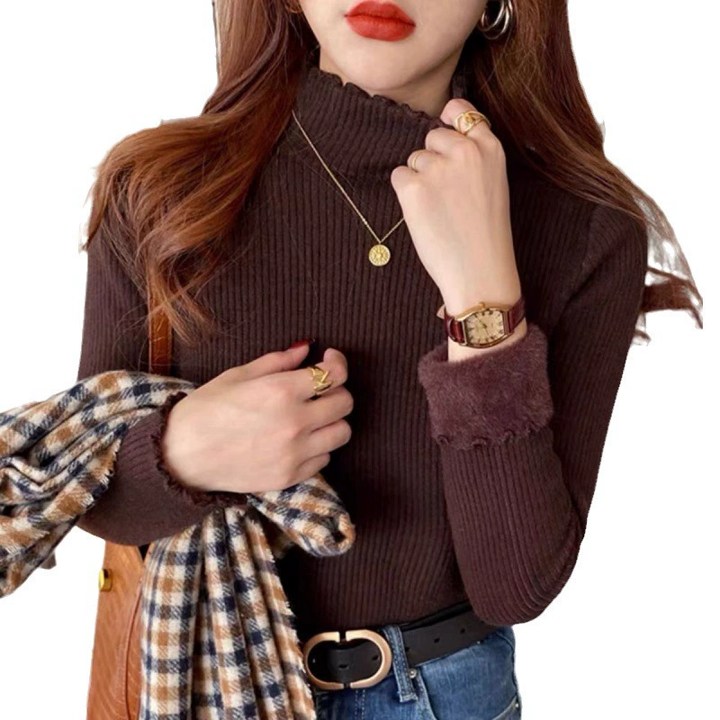 Платье base body-friendly demi-season warm knitted sweater, high collar, western style
