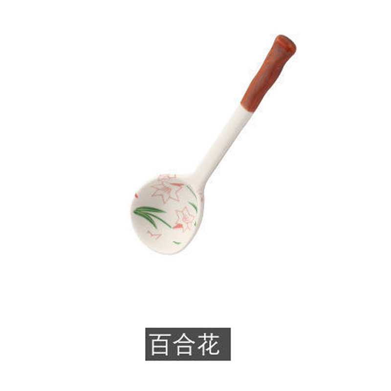 Ceramic Strawberry Long Handle Soup Spoon Set For Home Dining_voghion.com