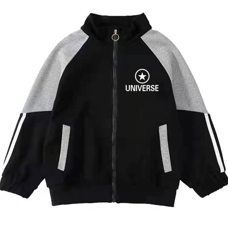 Cardigan con capucha suéter primavera mediano y grande Niños Primavera y otoño Invierno estilo occidental casual chaqueta de los muchachos niños Deportes forrado de lana niños