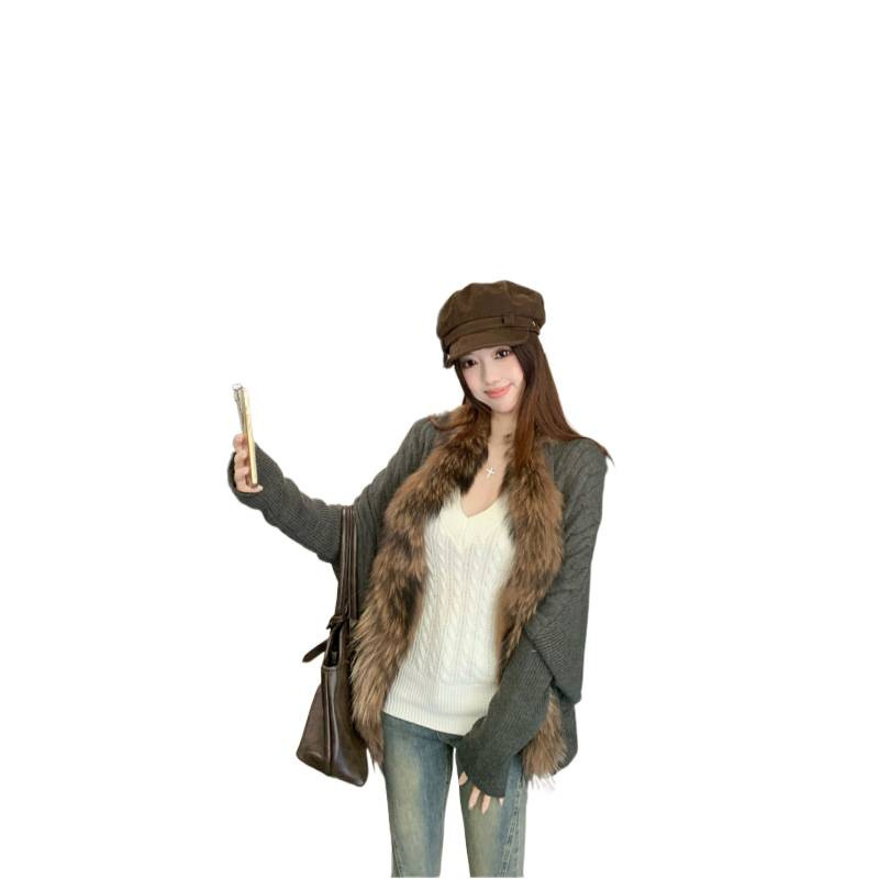 秋冬新款美拉德气质宽松蝙蝠袖设计感女百搭日系毛织外套女|undefined