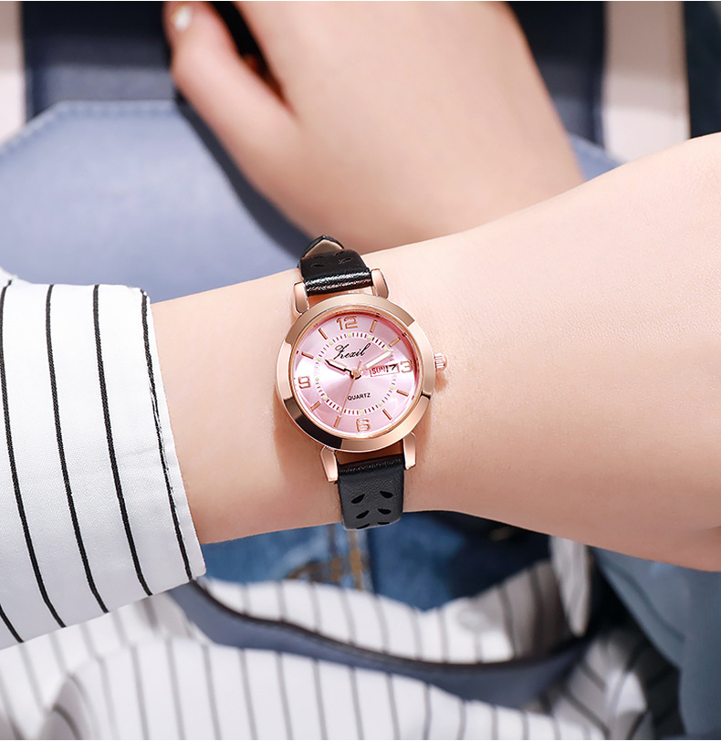 Online celebrity live streaming women's Korean version minimalist waterproof luminous dual calendar non mechanical_voghion.com