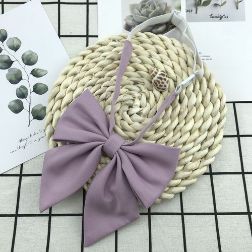 Ammonia cotton breathable JK solid color bow tie shirt women's uniform bow decoration candy color feathers college style black plaid jk