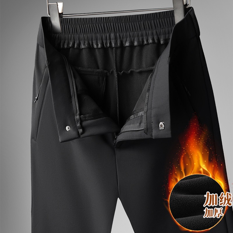 Fat Brother 2025 Winter Thick Men's Plus Size Half Elastic Fleece Casual Warm Sweatpants