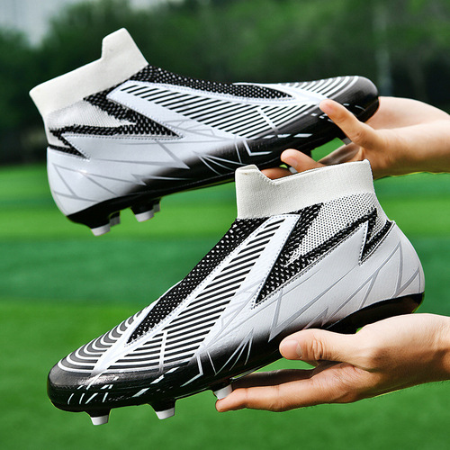 High-top football shoes for men and women, TF, big children, students and teenagers, long spike FG sports shoes, artificial grass game training shoes