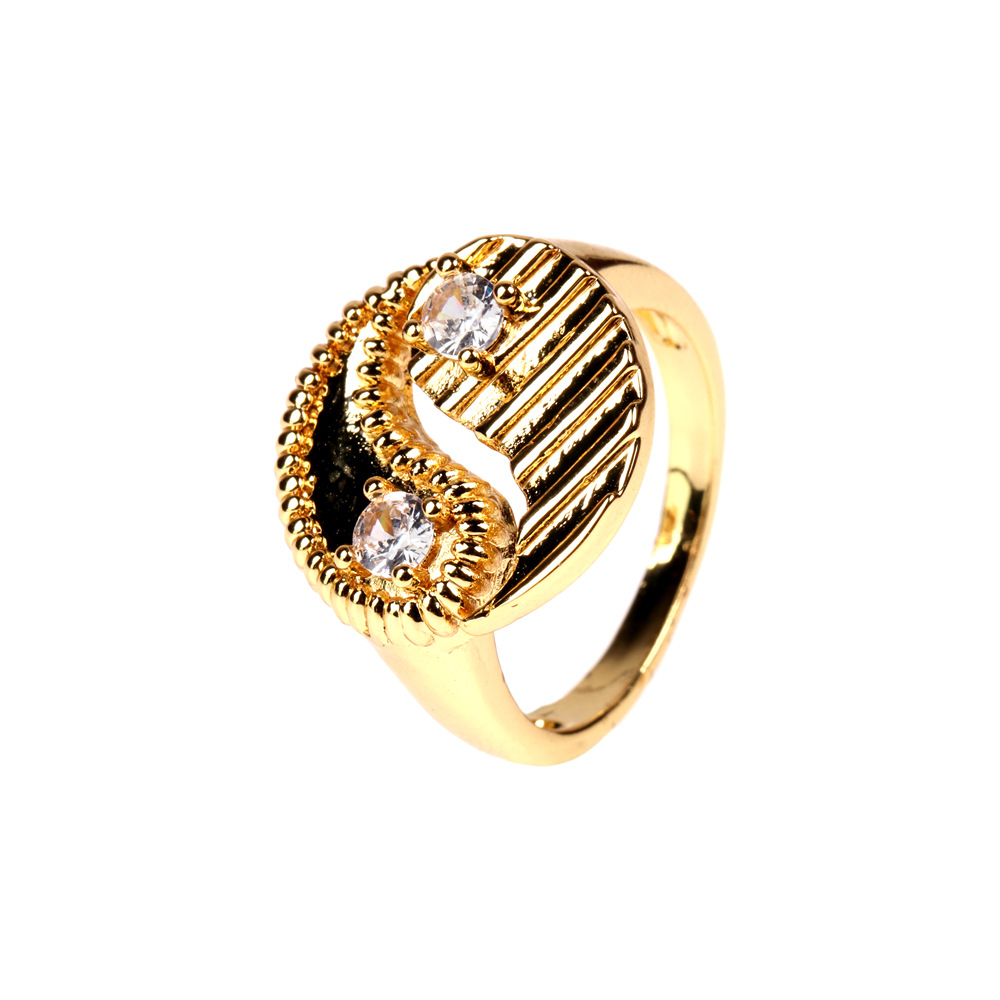Tai Chi Gossip Inlaid Zircon Ring Wholesale display picture 2