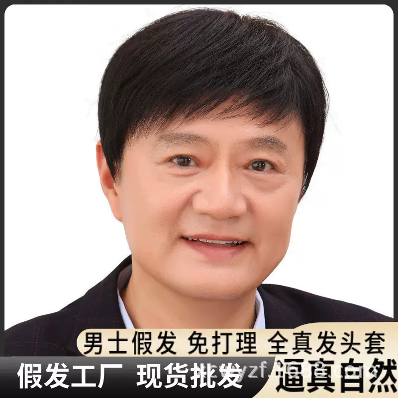全真发头套短发经典短毛寸时尚精剪舒适自然真发头套批发男士假发