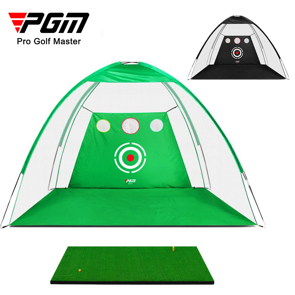 Lưới tập golf PGM trong nhà có lỗ cắt, khung lều dễ lắp, kích thước 2m hoặc 3m — [Gói] Lưới thực hành đệm 1x1.25 mét