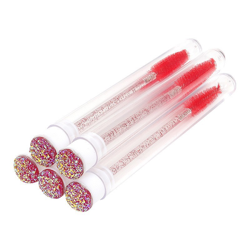 Cepillo para pestañas con tubo perforado, cepillo para pestañas desechable con varilla de cristal, peine para cejas, cepillo para pestañas portátil para maquillaje