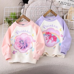 女の子スパンコール変色スウェットシャツ子供春秋長袖トップス女の子フリップパターン服