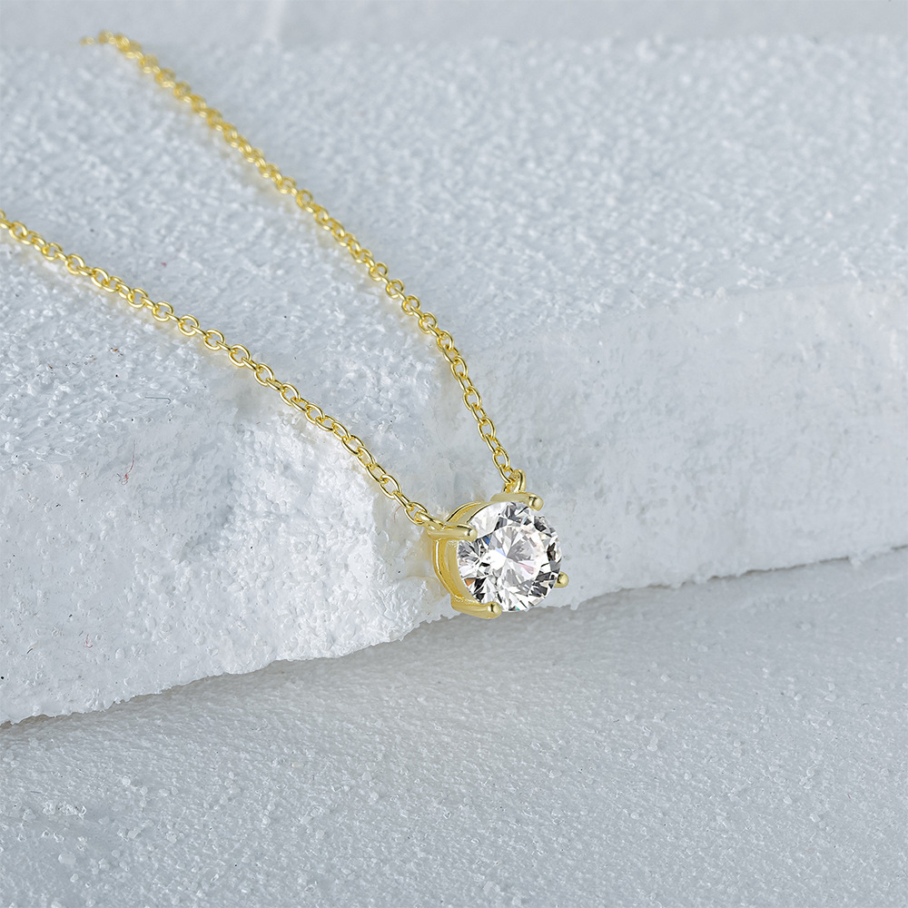 4g Weight Zircon Inlay Material Pendant Necklace Classification 925 Sterling Silver Zircon Cable Chain Plating Geometric Pendant Necklace