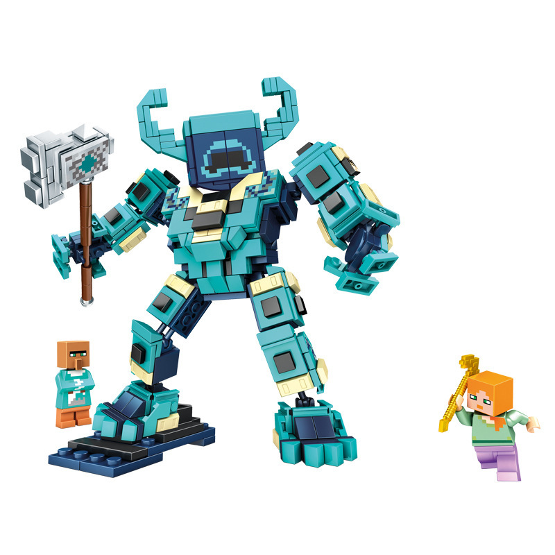 クロスボーダーマインクラフトBOSSモンスタービルディングブロックサウンドガードメカバトル武器付き子供用組み立ておもちゃ|undefined
