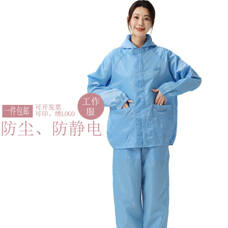 大齿喷漆分体防静电22连帽食品防尘男女工作服无尘车间耐脏