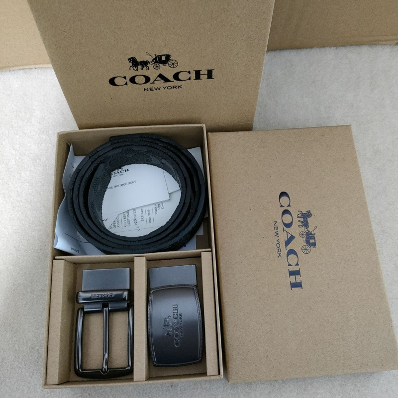 新しいメンズベルト Koujia ピンバックル自動バックル両面エンボス牛革ベルトギフトボックスセットダブルバックルドロップシッピング|undefined