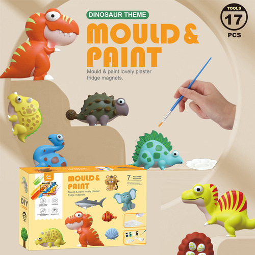 Wholesale new dinosaur painting toys brushes fun plaster imaging boys and girls students toys gifts