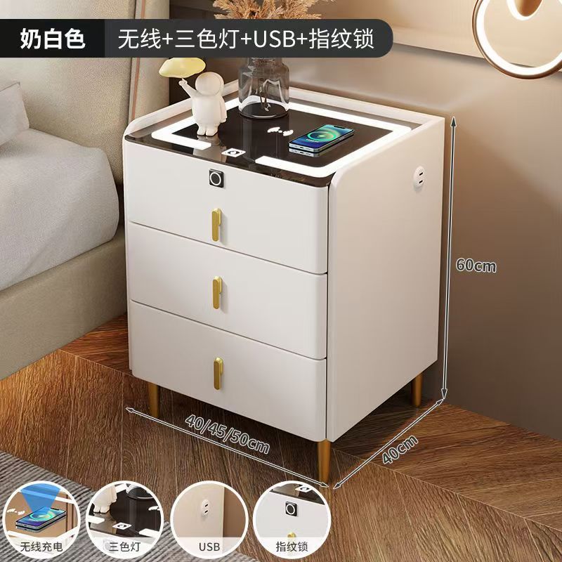 Y66#화이트 스마트 모델 + 조명 + USB + 지문 잠금 장치