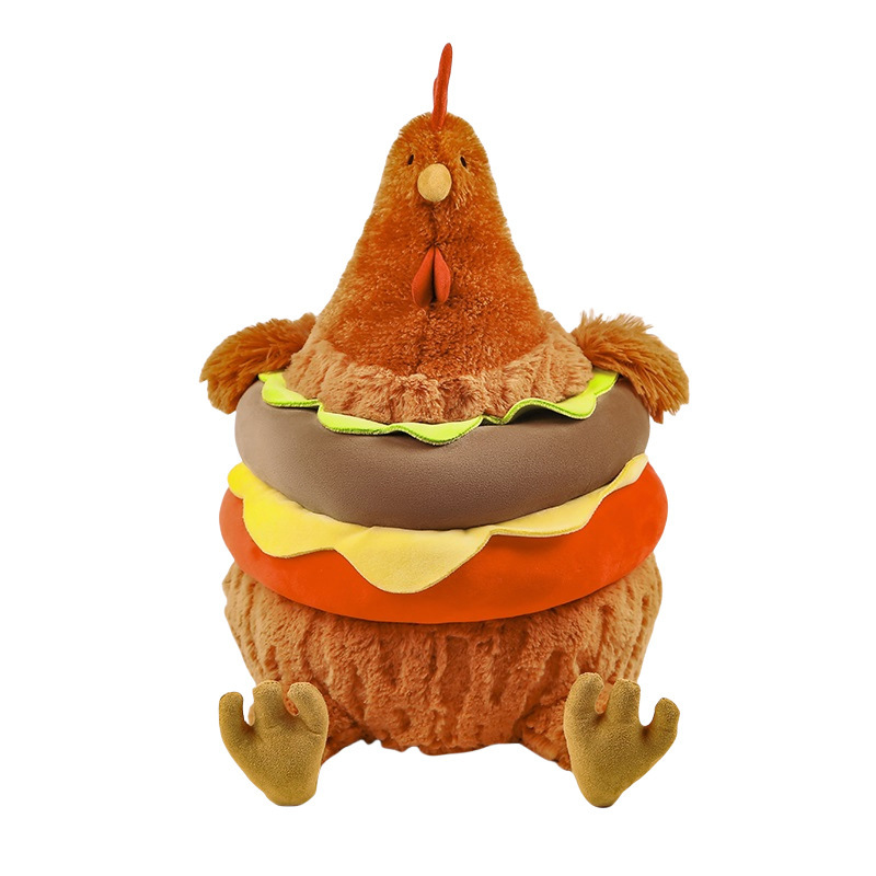 Pollo hamburguesas juguetes de peluche muñecas lindas muñecas de pollo simulación muñecas de cama muñecas de tela regalo de cumpleaños