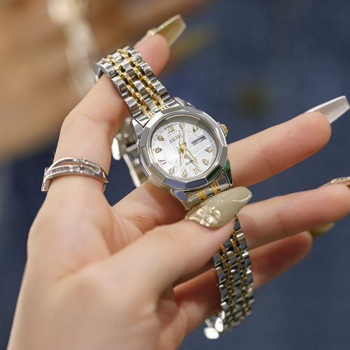 Time and Space Corridor New Luminous Fashion Quartz Watch Roman Temperament Rhinestone Small Disc Calendar Ladies Steel Band Watch