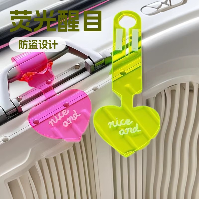 Fluorescent Luggage Tag Travel Back-To-School Creative Luggage Anti-Lost Gadget Airplane Checked Baggage Sticker Tag Accessories